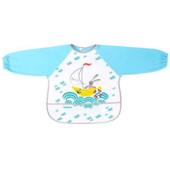 BABYONO Podbradník s dlhým rukávom modrý 24m+, 35x40 cm