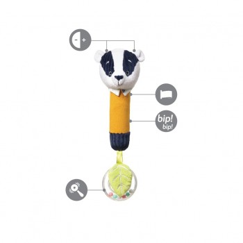 BABYONO Hračka pískacia s hrkálkou jazvec Edmund, 3m+