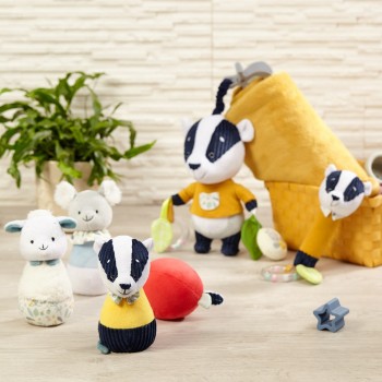 BABYONO Hračka pískacia s hrkálkou jazvec Edmund, 3m+