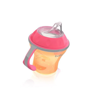 BABYONO Hrnček netečúci s mäkkým náustkom Natural Nursing 180 ml oranžová