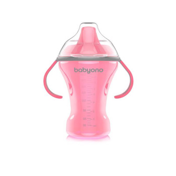 BABYONO Hrnček netečúci s tvrdým náustkom Natural Nursing 260 ml ružová