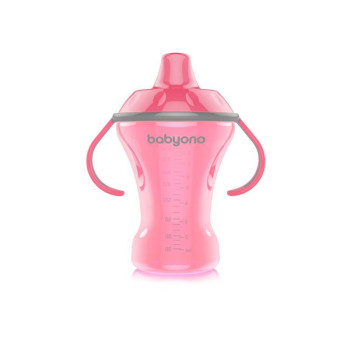 BABYONO Hrnček netečúci s tvrdým náustkom Natural Nursing 260 ml ružová
