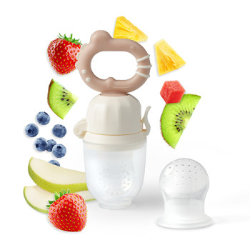 BABYONO Hryzačka na podávanie jedla Dino béžová 6m+