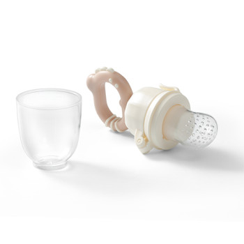 BABYONO Hryzačka na podávanie jedla Dino béžová 6m+