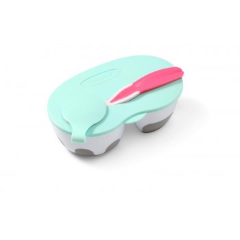 BABYONO Miska 2v1 uzatvárateľná, s lyžičkou 200+150 ml ružová 6m+