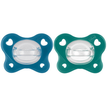CHICCO Cumlík Physio Dual Soft silikónový chlapec 16-36m, 2 ks