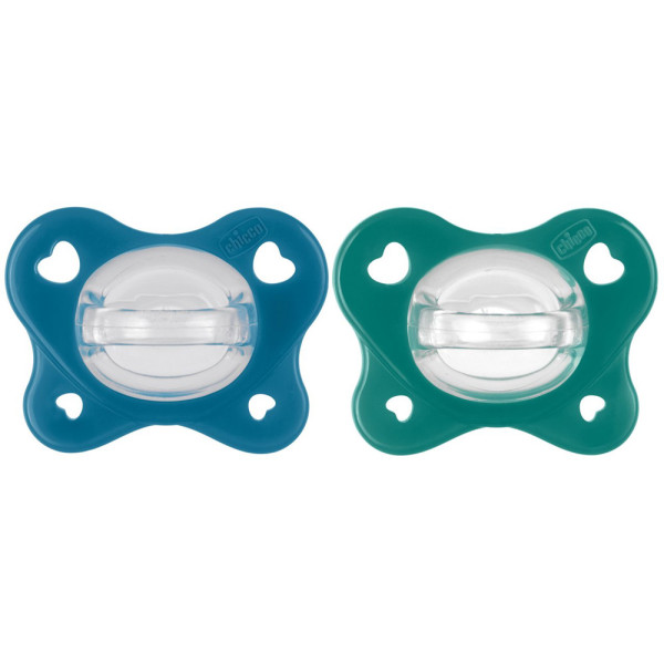 CHICCO Cumlík Physio Dual Soft silikónový chlapec 16-36m, 2 ks