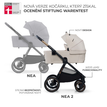 KINDERKRAFT Kočík kombinovaný Nea 2 2v1 Beige + Fusak 3v1 Jibot Horizontal Ink Black