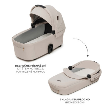 KINDERKRAFT Kočík kombinovaný Nea 2 2v1 Beige + Fusak 3v1 Jibot Horizontal Ink Black