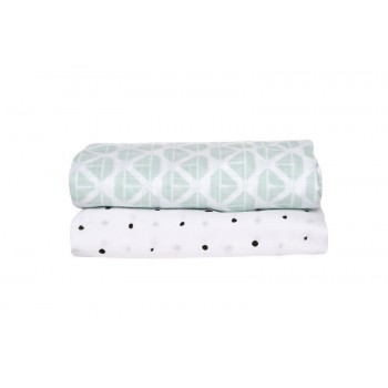 MOTHERHOOD Prikrývka mušelínová 2ks Mint Boats 100x120cm