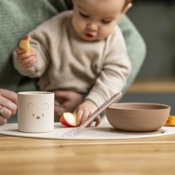 NATTOU Set jedálenský silikónový 4 ks, natural