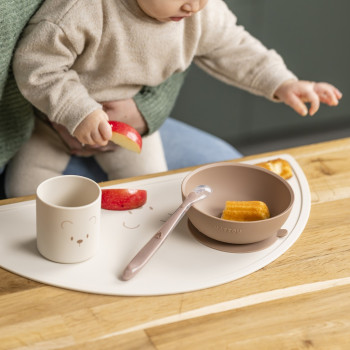 NATTOU Set jedálenský silikónový 4 ks, natural