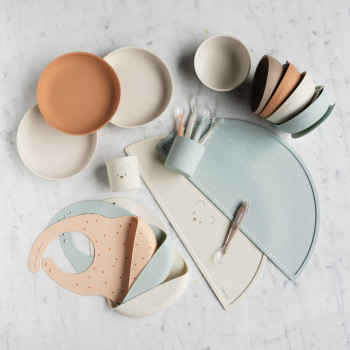 NATTOU Set jedálenský silikónový 4 ks, natural