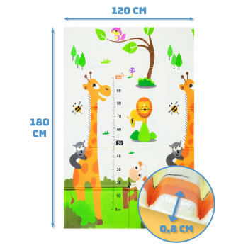 Obojstranná skladacia podložka 120x180x0,8 cm Žirafy, odmerka, líšky 3430