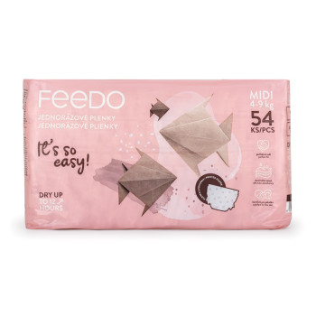 FEEDO Plienky jednorázové Midi (od 4 do 9 kg), 54 ks