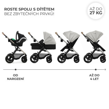 KINDERKRAFT Kočík kombinovaný 3v1 Moov 2 XL Air Grey