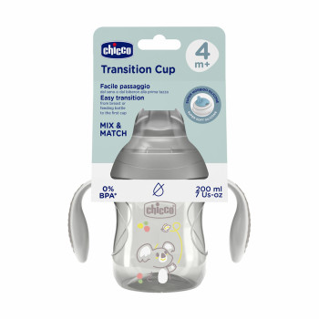 CHICCO Hrnček Transition učiaci s držadlami grey, 4m+