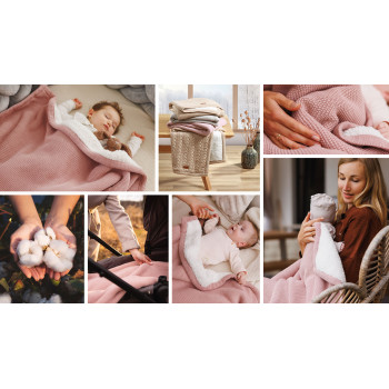 BABYONO Deka bavlnená s fleecovou podšívkou 75 x 100 cm ružová