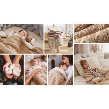 BABYONO Deka bavlnená s fleecovou podšívkou 75 x 100 cm svetlo hnedá