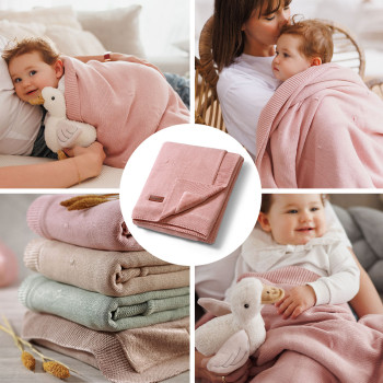 BABYONO Deka z prírodnej bavlny 75 × 100 cm pink 0m+
