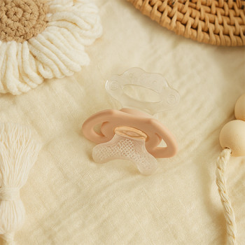 BABYONO Hryzačka silikónová bez BPA v tvare cumlíka s krytom béžová 3m+