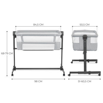 KINDERKRAFT Postieľka detská polohovateľná Nestee Up2 Light Grey