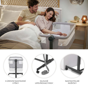 KINDERKRAFT Postieľka detská polohovateľná Nestee Up2 Light Grey