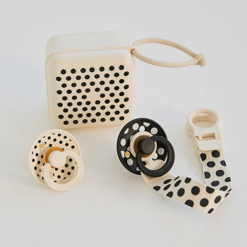 BIBS STUDIO Polka Loop klip na cumlík Ivory