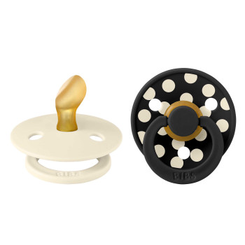 BIBS STUDIO Colour Polka anatomické cumlíky z prírodného kaučuku 2ks - veľkosť 1 Blossom / Candy Apple