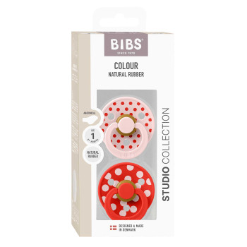 BIBS STUDIO Colour Polka anatomické cumlíky z prírodného kaučuku 2ks - veľkosť 1 Ivory / Black