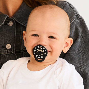 BIBS STUDIO Colour Polka anatomické cumlíky z prírodného kaučuku 2ks - veľkosť 2 Ivory / Black