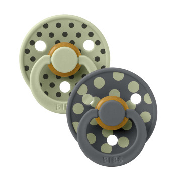 BIBS STUDIO Colour Polka cumlíky z prírodného kaučuku 2ks - veľkosť 1 Ivory / Black