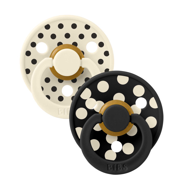 BIBS STUDIO Colour Polka cumlíky z prírodného kaučuku 2ks - veľkosť 2 Ivory / Black