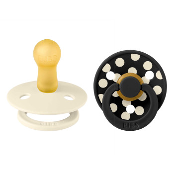 BIBS STUDIO Colour Polka cumlíky z prírodného kaučuku 2ks - veľkosť 2 Ivory / Black