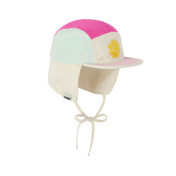 KiETLA FUN FLEUR šiltovka s UV ochranou a ochranou krku - Flower Fuchsia 42 - 45 cm