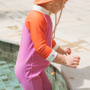 KiETLA ICONIK plavkový overal s UV ochranou - Pink Red 2-4 roky