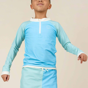 KiETLA ICONIK plavky s UV ochranou - tričko s dlhým rukávom - Blue Stripes 6-8 rokov