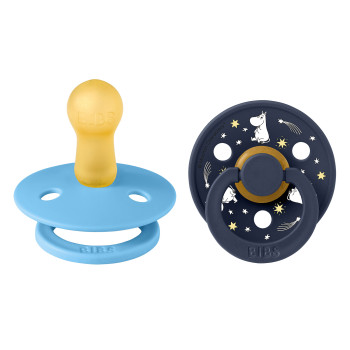 BIBS x Moomin Colour cumlíky z prírodného kaučuku 2ks - veľkosť 2 Friends Ivory Mix