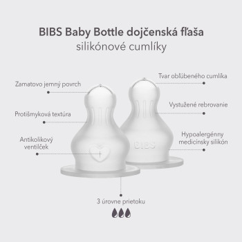 BIBS silikónové cumlíky na dojčenskú fľašu Hustejšie pokrmy