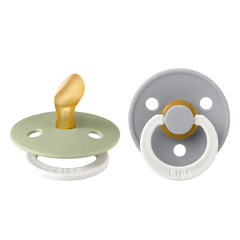 BIBS Colour anatomické cumlíky z prírodného kaučuku 2 ks - veľkosť 1 Sage Nočný / Cloud Nočný