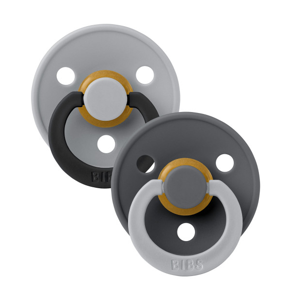 BIBS STUDIO Colour Fusion cumlíky z prírodného kaučuku 2ks – veľkosť 2 Cloud Iron mix