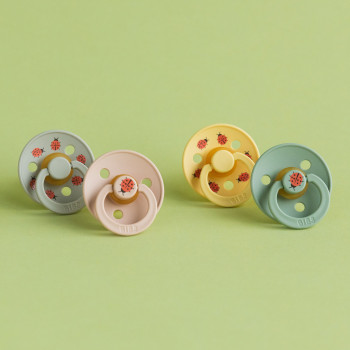 BIBS STUDIO Colour Ladybug cumlíky z prírodného kaučuku 2ks – veľkosť 1 Blush Mix