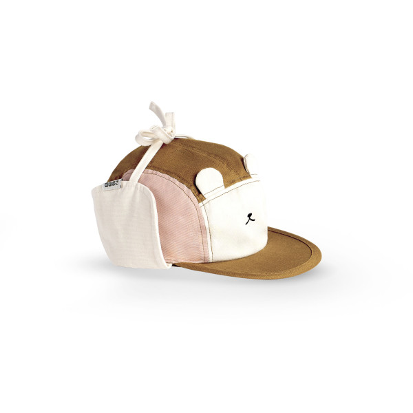 KiETLA OURS‘ON šiltovka s UV ochranou a ochranou krku 48-52 cm Pink Brown