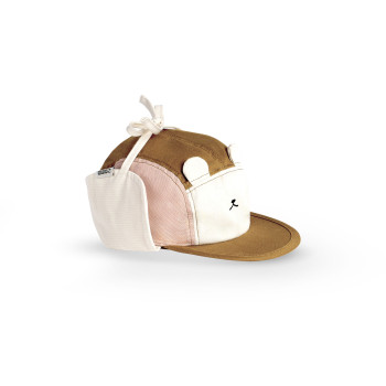 KiETLA OURS‘ON šiltovka s UV ochranou a ochranou krku 44-48 cm Pink Brown