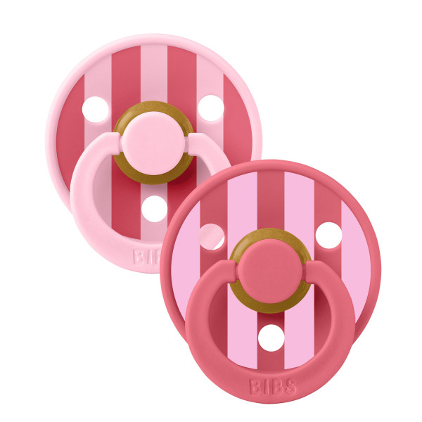 BIBS STUDIO Colour Block cumlíky z prírodného kaučuku 2ks - veľkosť 1 Baby Pink Coral Mix