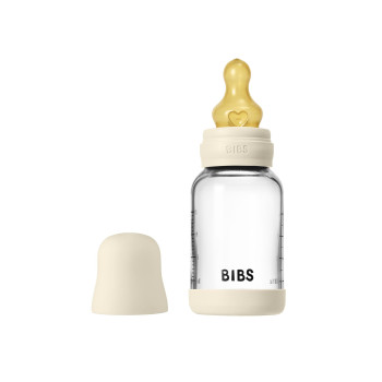 BIBS antikoliková sklenená fľaša s kaučukovým cumlíkom 120ml Baby Blue