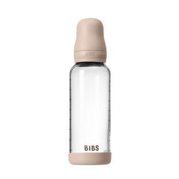 BIBS antikoliková sklenená fľaša s kaučukovým cumlíkom 240ml Blush