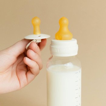 BIBS antikoliková sklenená fľaša s kaučukovým cumlíkom 240ml Sage