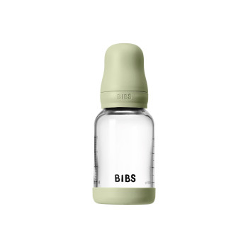 BIBS antikoliková sklenená fľaša so silikónovým cumlíkom 120ml Ivory