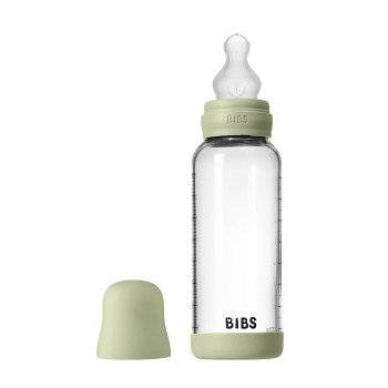 BIBS antikoliková sklenená fľaša so silikónovým cumlíkom 240ml Blush